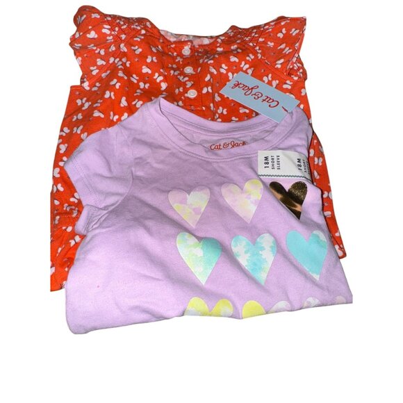 Toddler Girls Cat & Jack Orange Butterfly Print Romper 18M Cotton Blend Sleevele - Picture 1 of 12